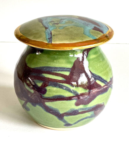 Large Treasure Jar - Green, Purple and Turquoise with Gold