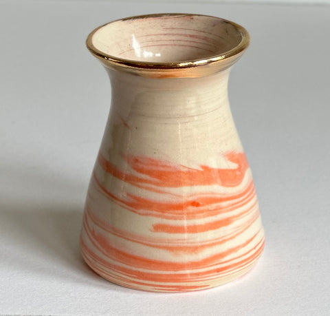 Orange Creamsicle Small Vase with Gold Lustre