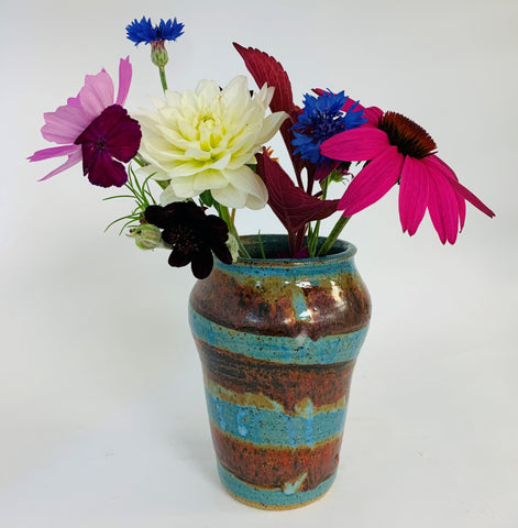 Barbershop Vase - Turquoise & Ancient Red