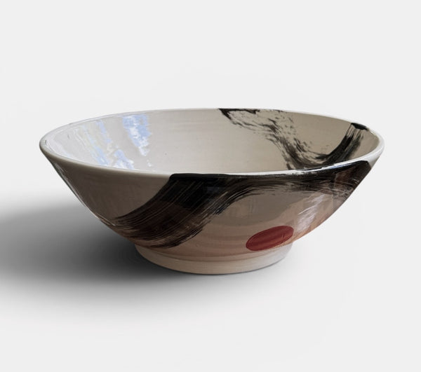 Large Bowl - Red Dot Brushstroke