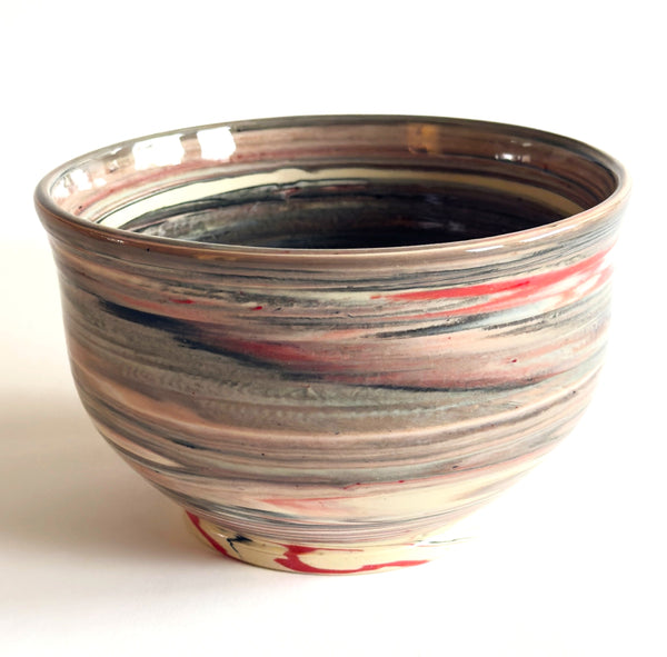 Nerikomi Bowl Red, Black & White