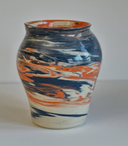 Orange & Blue Swirl Nerikomi Vase
