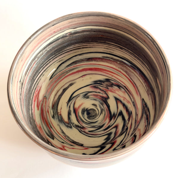 Nerikomi Bowl Red, Black & White