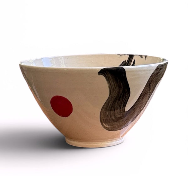 Cone Bowl Red Dot Brushstroke
