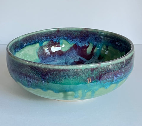 Turquoise Platter, Wax Resist Glaze – Willowood Pottery