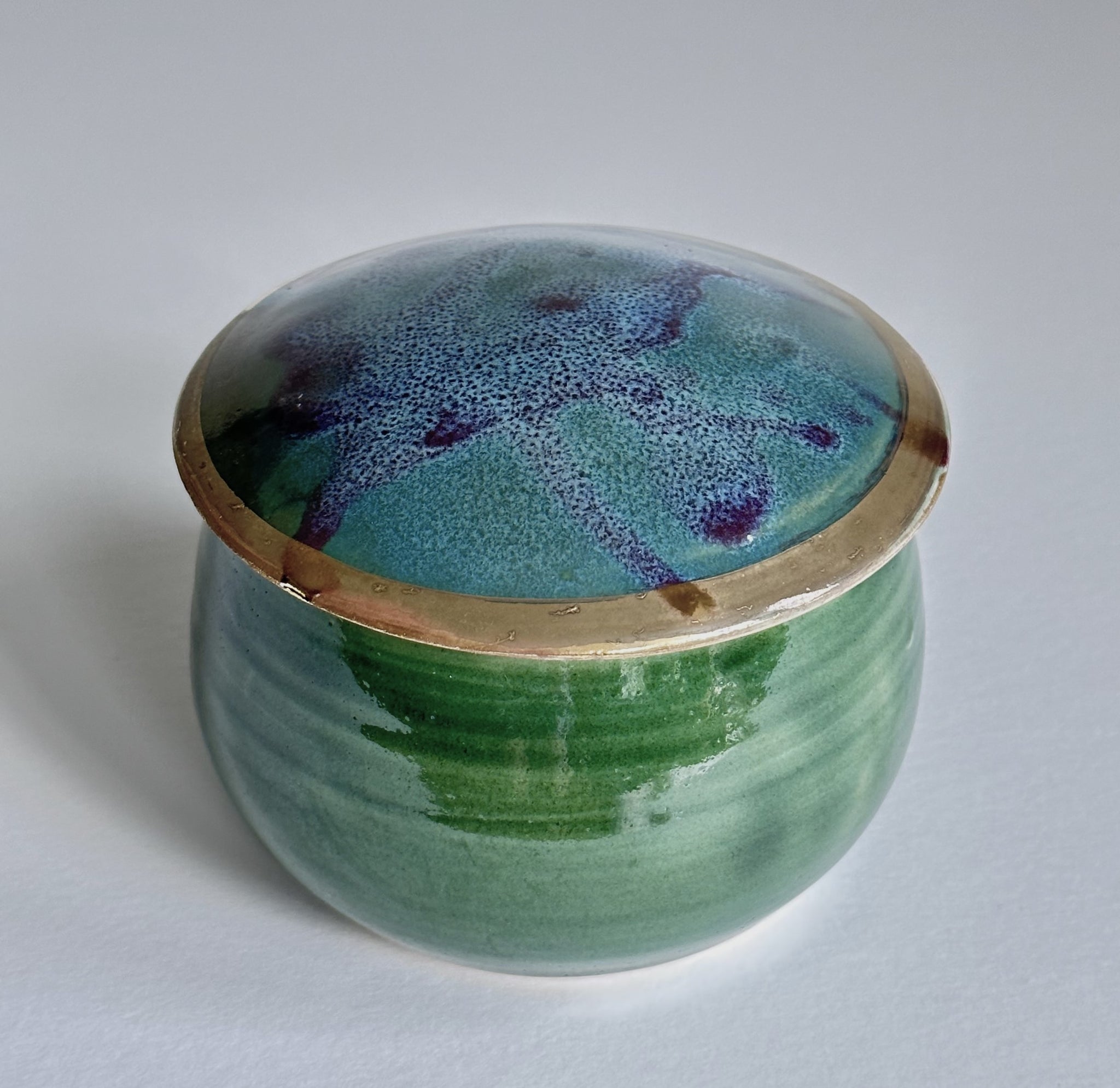 Treasure Jar - Green, Purple and Turquoise with Gold