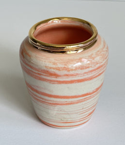 Orange Swirl Vase with Gold