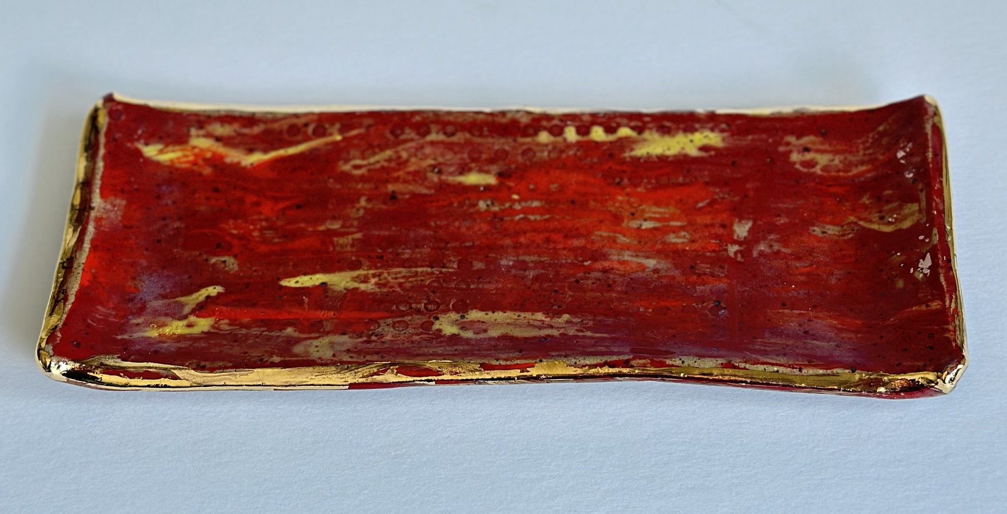 Red Tray - Gold Lustre Detail