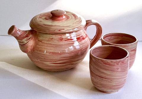 Strawberry Swirl Teapot & 2 Cups