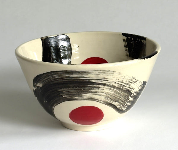 Cone Bowl Red Dot Brushstroke