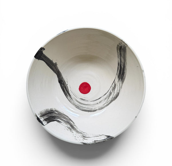 Large Bowl - Red Dot Brushstroke