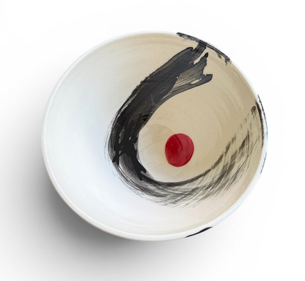 Cone Bowl Red Dot Brushstroke