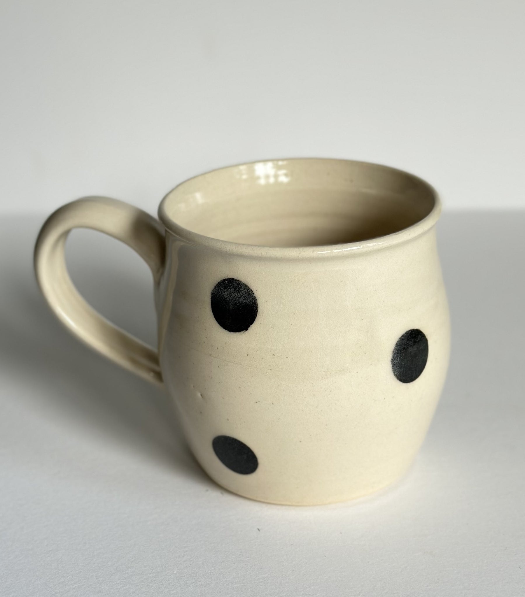 Large White Mug with Black Dots