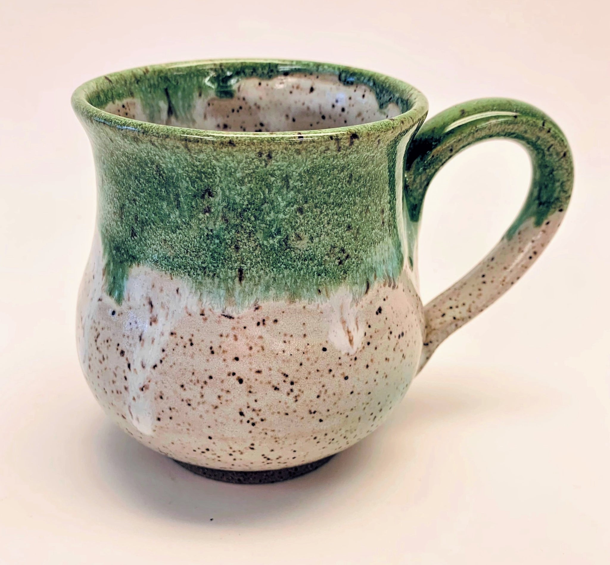 White & Green Stoneware Mug