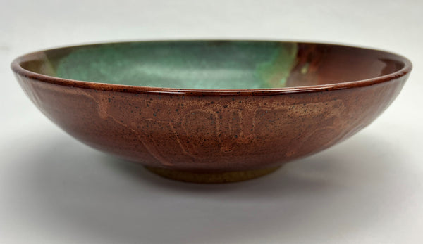 Large Low Bowl - Ancient Red & Verdigris
