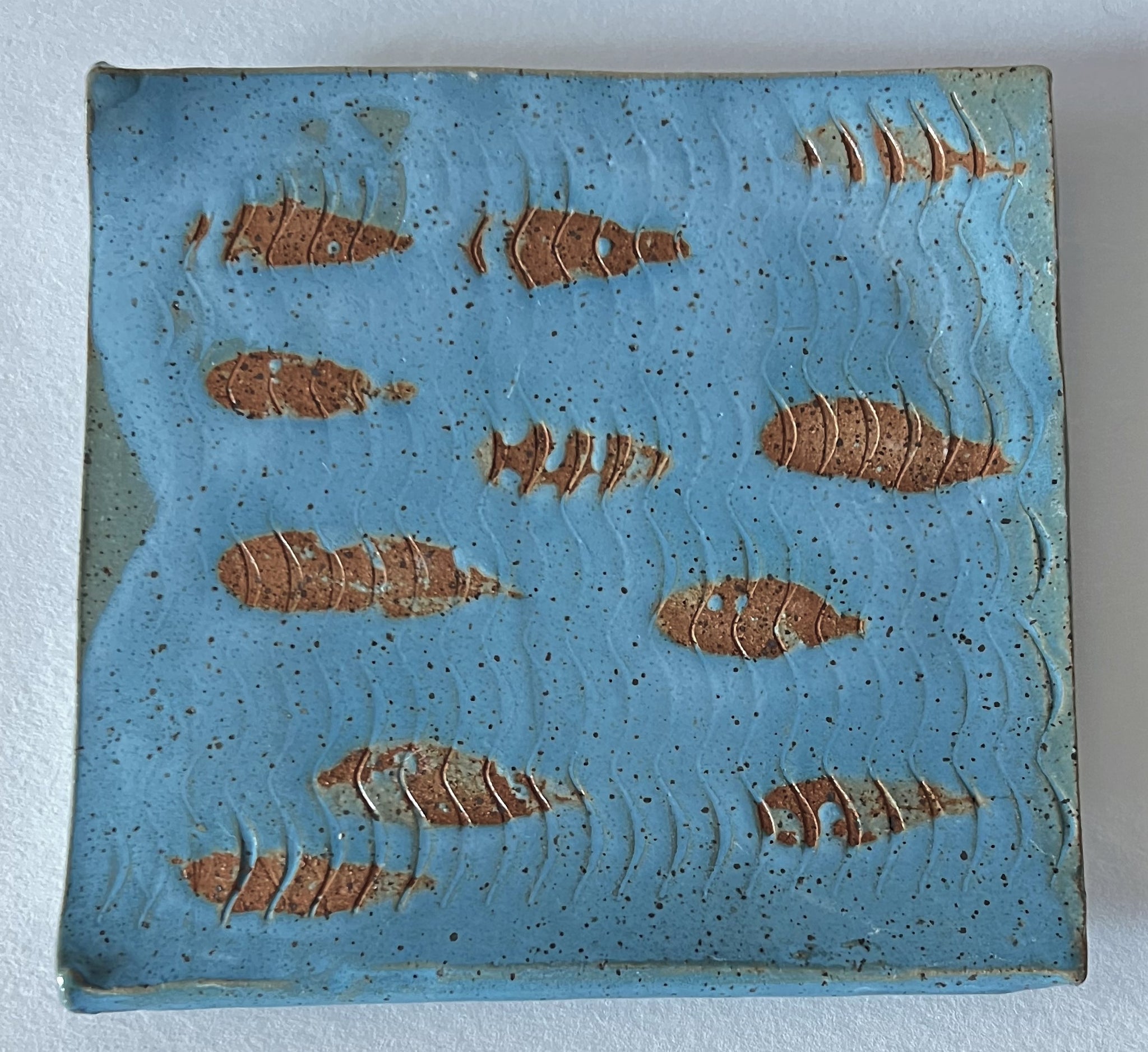 Sushi Plate - Turquoise Wax Resist