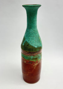 Tall Narrow-Neck Vase Ancient Red & Verdigris