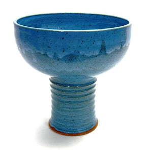 Pedestal Bowl - Turquoise Ribbed Base