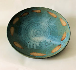 Turquoise Platter, Wax Resist Glaze